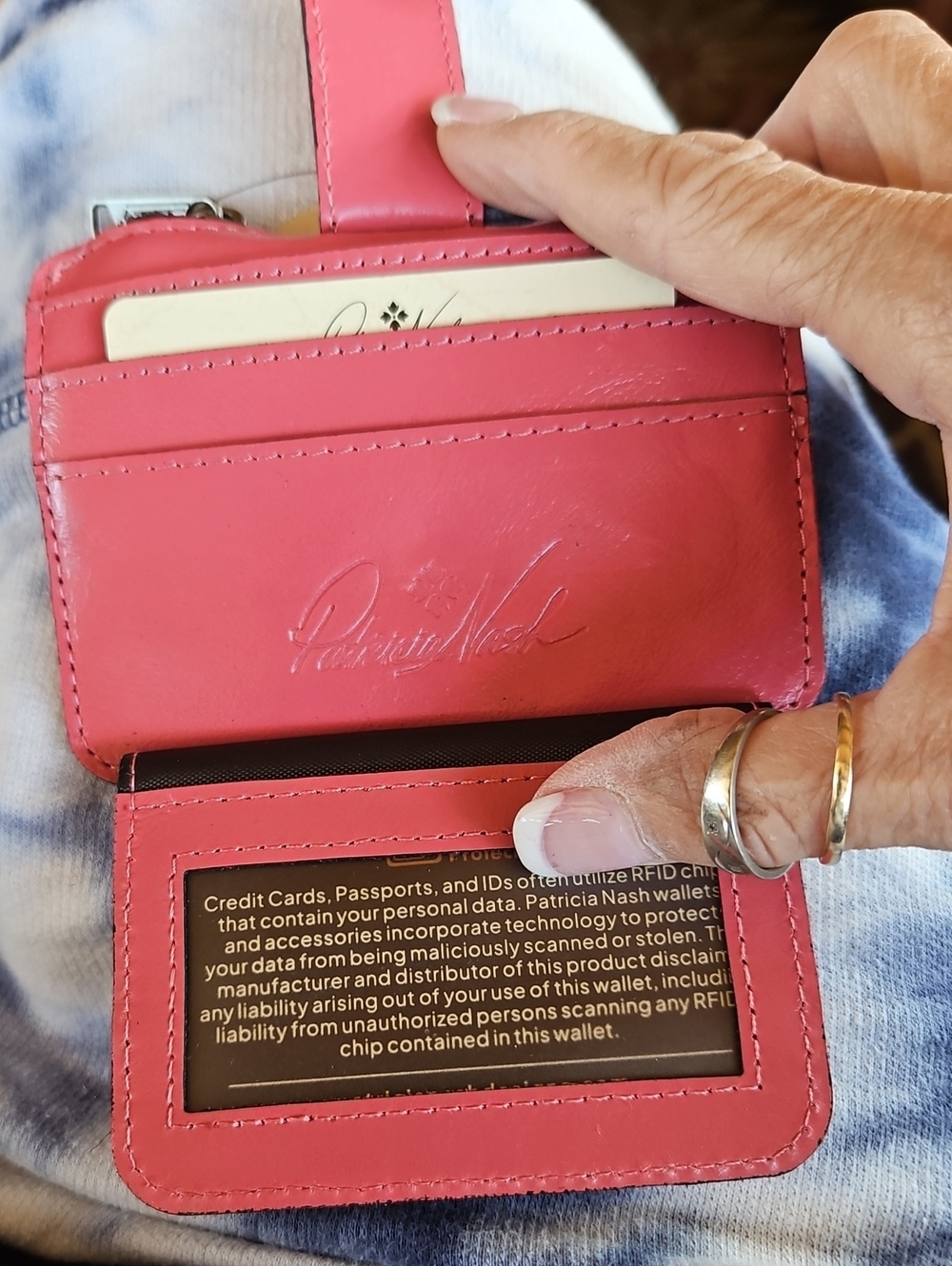 Patricia Nash Petal Pink Cassis Leather Card Wallet - Picture 4 of 7
